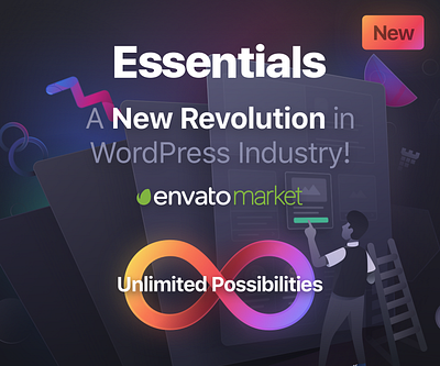 Essentials Unlimited Possibilities branding design envato illustration landing page pixfort themeforest ui web design website builder