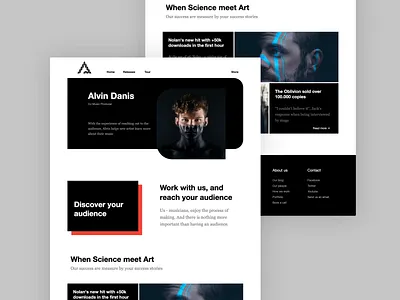 Artist Space — Grid Template dark mode grid landing page web design