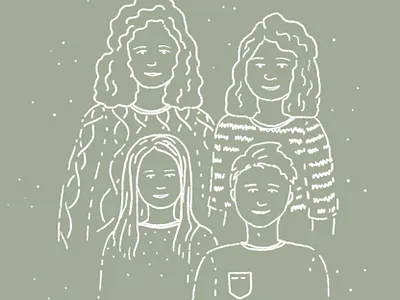 Three Sisters + One Brother family time illustration siblings