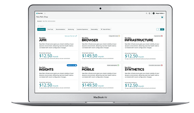New Relic / Product Listing Storefront ecommerce design product design ui user experience ux visual design
