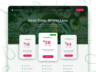 Meal Kit Pricing Webpage desktop meal delivery meal kit pricing product design ui ux web design