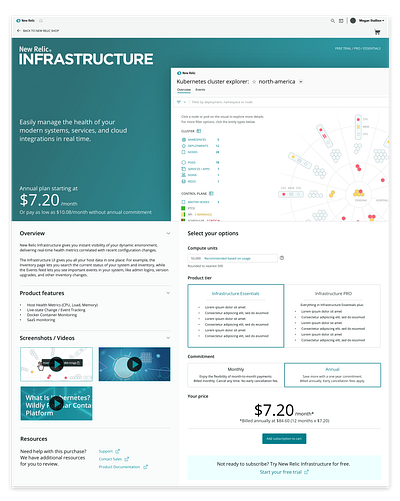 New Relic / Product Detail Page ecommerce design product design user experience ux uxui visual design