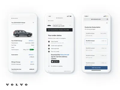 Volvo Checkout Screens checkout clean design ecommerce flat interface ios minimal mobile mobile app mobile ui mobiledesign product design product designer ui uidesign user experience ux web website