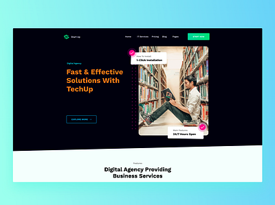 Digital Agency - Landing Page 2020 ui trends branding dailyui design digital agency digital illustration dribbble heropage illustration it services landing page rkhd solusions startup support techup typography ux website