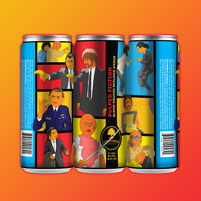 Pulped Fiction banksy beer art beer label bruce willis christopher walken craft beer craftbeer fiction funny beer graphic design john travolta parody pulp art pulp fiction pulped pulpfiction quentin tarantino samuel l jackson sour beer uma thurman