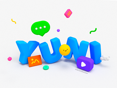 YUNI C4D illustration 3d app c4d cartoon chat expression fonts icon illustration logo ui ui design