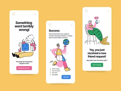 Web and app illustrations 404 app communication doodle error illustration interface landing page message success ui vector website