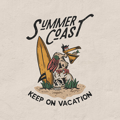 summer coast apparelbrand artwork badgedesign branding clothingdesign designwork illustration merchandise skull art streetwear