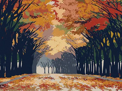 Autumn in Seoul adventure autumn leaves editorial illustration illustration landscape landscape design nature illustration seoul south korea vector illustration