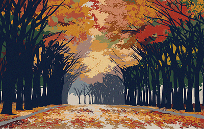 Autumn in Seoul adventure autumn leaves editorial illustration illustration landscape landscape design nature illustration seoul south korea vector illustration