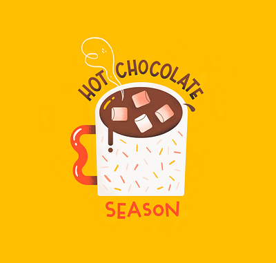 Hot Chocolate Season chocolate cold drink hot hot chocolate illustration illustrator marshmallow procreate sweet winter yellow