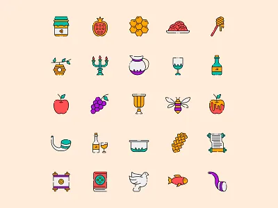 Rosh Hashanah Yom Kippur Icon Set ai ai design ai download ai vector icon design icons download icons pack icons set illustration illustrator logo logo design symbol vector design vector download vector icon yom kippur yom kippur icon yom kippur vector