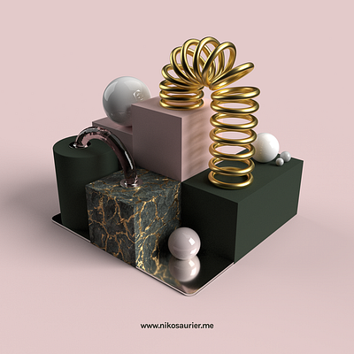 Adobe Dimension is great! 3d 3d composition adobe dimension gold isometric