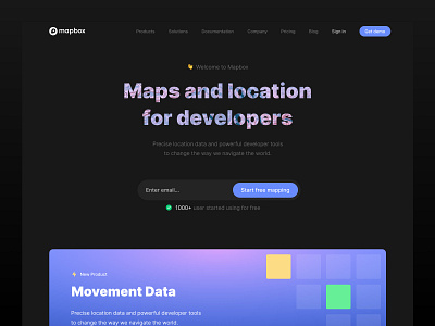 Landing Hero Section | Mapbox branding dark theme hero section landing product design typography web design website website design