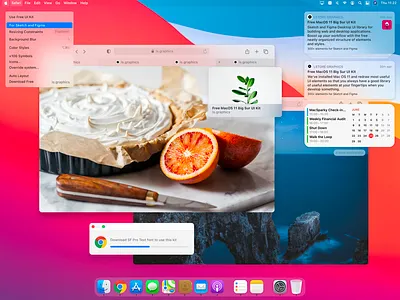 MacOS 11 Big Sur Free UI Kit big sur blurred background design system figma freebies interface macos sketch ui kit