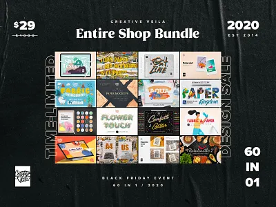 Black Friday Entire Shop Bundle design discount illustration poster mockup style veila