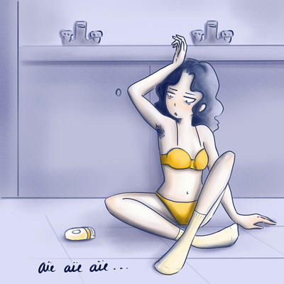 Day 6 : Aïe aïe aïe illustration shaving woman