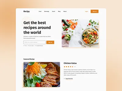 Exploration - Landing Page for Recipe Website beverage figma food landing page recipe ui ui design