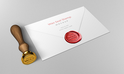 Wax seal stamp envelope mockup template brand envelope mockup