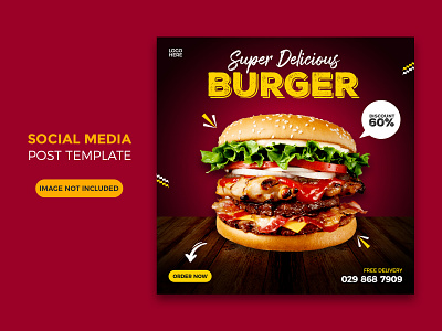 Social media post template burger design food food design instagram instagram banner instagram post instagram stories instagram template social social media social media banner social media design social media templates socialmedia super delicious