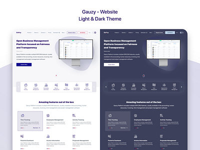 Gauzy Platform - Website - UX/UI Design & Prototype dark esign design versions home page home page design home screen light design website design