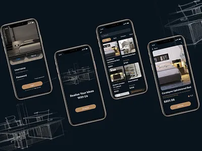 Realise your ideas with us app design furniture app ui ux