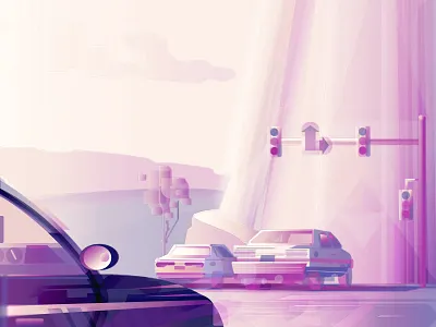 Summer Highway Memories abstract art artist car cars design drawing graphic graphicdesign highway illustration illustrator memories purple road trip summer trip