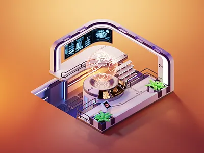 Control Room 3d blender diorama hard surface modeling illustration isometric low poly render sci fi