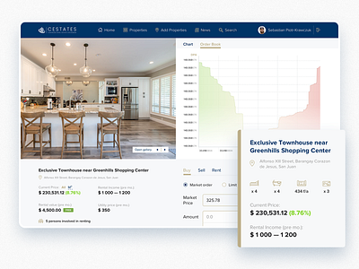 Property marketplace for global investors investment investor marketplace properties realestate stock ui ux website