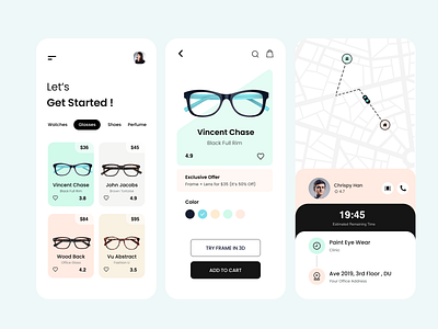 Mobile App UI app ui card ui ecommerce app ecommerce shop eyewear frame glasses ios app lens light theme mobile app product design product detail shopping app typography ui ui ux user experience user interface ux