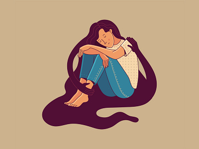 Take care of yourself adobe illustrator cartoon cartoon character character depressed depression flat flat illustration illustration illustrator mental health self care take care vector vector illustration woman woman illustration