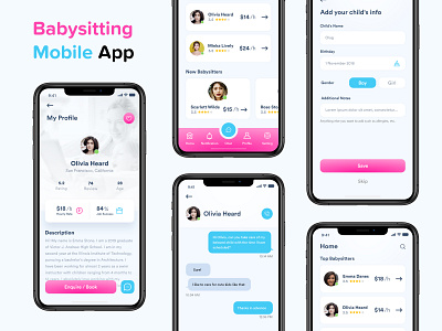 Babysitting App app app design app screen app screens babysitter babysitting babysitting mobile app branding codiant design mobile app ui ux development