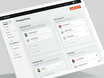Endplan Wep App - Trusted Circle application b2c balkan bros dashboard design system finance app fintech grid interface layout product design ui user experience user research ux web app web design website