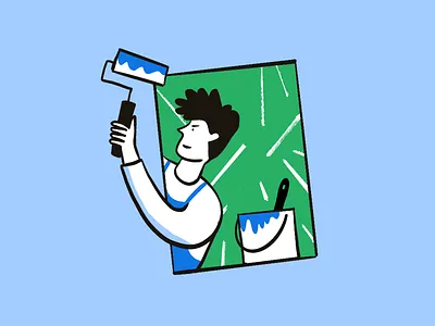 Blue Painter character illustration illustrator procreate ui