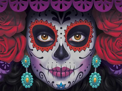 Zox Dia de Muertos celebration character cutout paper death design flowers holiday illustration la catrina mexican tradition photoshop straps sugar skull wristband zox