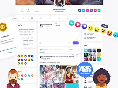 Vikinger - BuddyPress and GamiPress Social Community badges buddypress community credits dev emoji emoticon game gamification gamipress gems network profile quests rank reactions social social media website wordpress