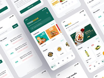 Fooddoor - Food delivery UI Kit bank card banking booking app clean ui delivery app finance food and drink food app food delivery food delivery app food delivery service food order food order app foodie home log in order ui design ui kit wallet app