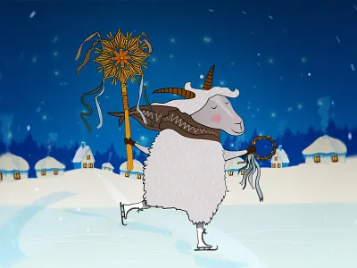 The Slavic Holiday of Kolyada artwork dark theme hand drawn illustration illustration art illustrator nature art nature illustration nightlife winter is coming