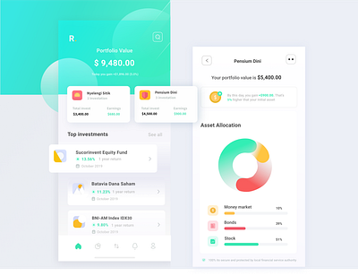 Rebound Investment app design gradient ui ux