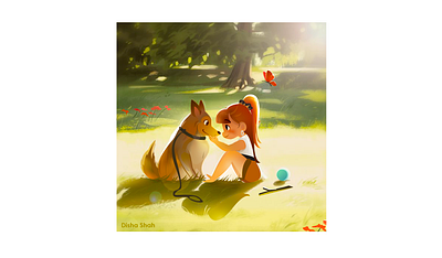 Dog & Girl childrens illustration design dogs illustration storyboarding