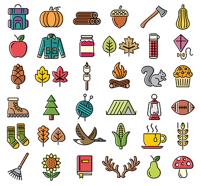 36 Symbols of Fall design illustration ui ui design ux vector web