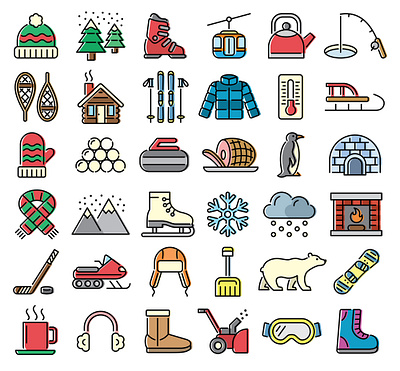 36 Symbols of Winter design illustration ui ux vector web