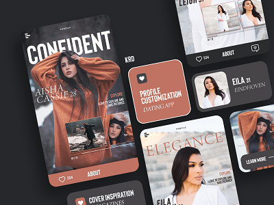 Concept - Customizable profile app app ui application applications confident dailyui dailyuichallenge dating app dating logo dating website magazine design mockup presentation design showcase ui uiux userinterface