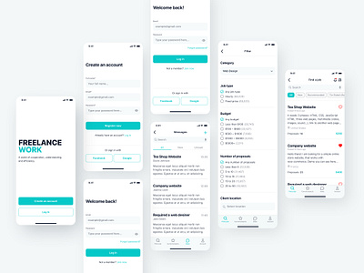 Freelance Website Mobile App design feed figma filters freelance ios log in mobile mobile app sign in sign up ui web