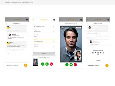 Video Teller Chat app bank app chatbot messaging ui ux video chat