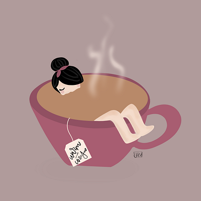 Tea Time art bath fall illustration procreate tea warm