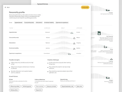 Alva's Personality profile 2.0 design personality profile redesign report ui web