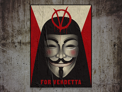 V for Vendetta comic constructivism distressed illustration poster propaganda type v vector