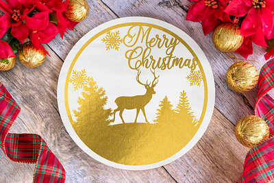Merry Christmas sign with Deer in Wood christmas christmas card christmas tree deer merry merry christmas merry xmas merrychristmas