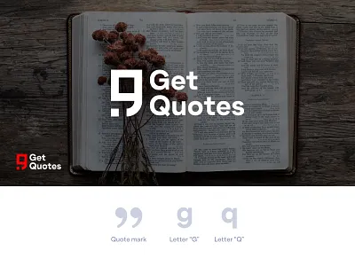 GetQuotes book brand brand identity branding creative logo g logo g monogram gq gridsystem logo minimalist minimalist logo monogram q quotes